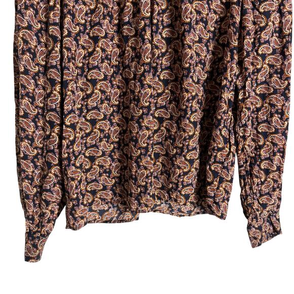 Vanessa Bruno Paolo Paisley Print Long Sleeve Mock Neck Silk Blend Top Size 8 - Picture 6 of 13